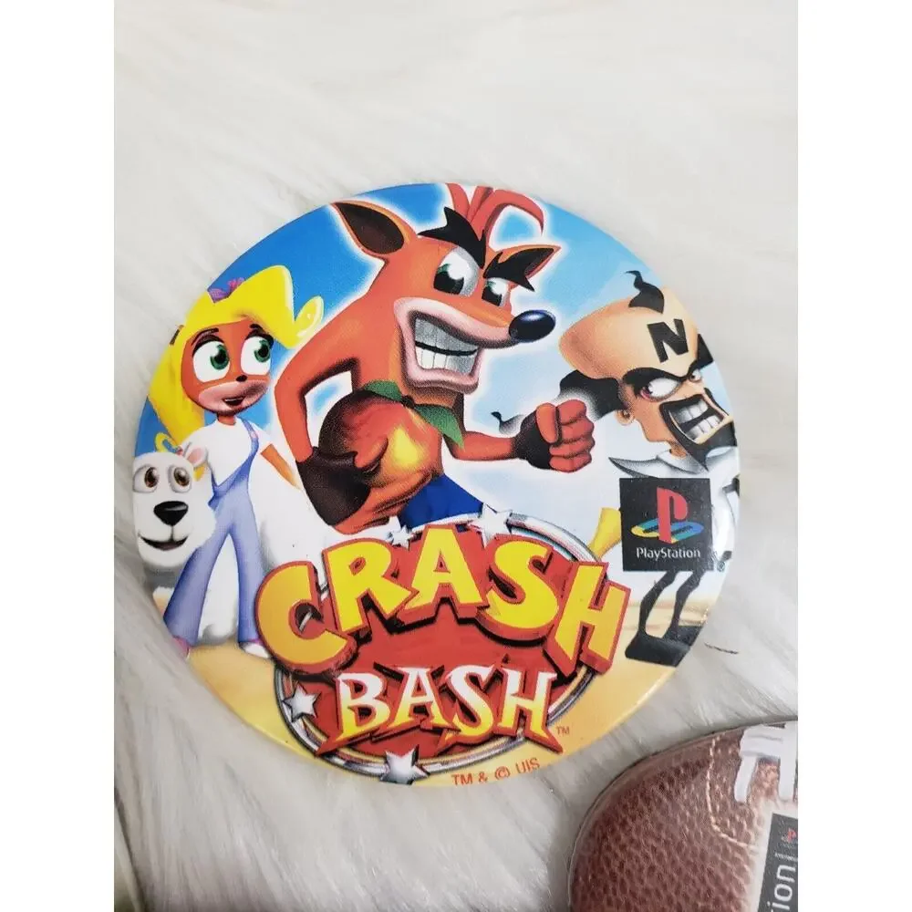 5 Vintage Sony Playstation‎ Buttons Pins Promo Promotional Crash Bandicoot